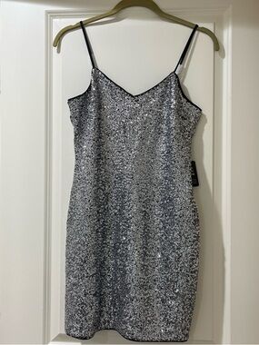 Express Silver Sequin Mini Dress
